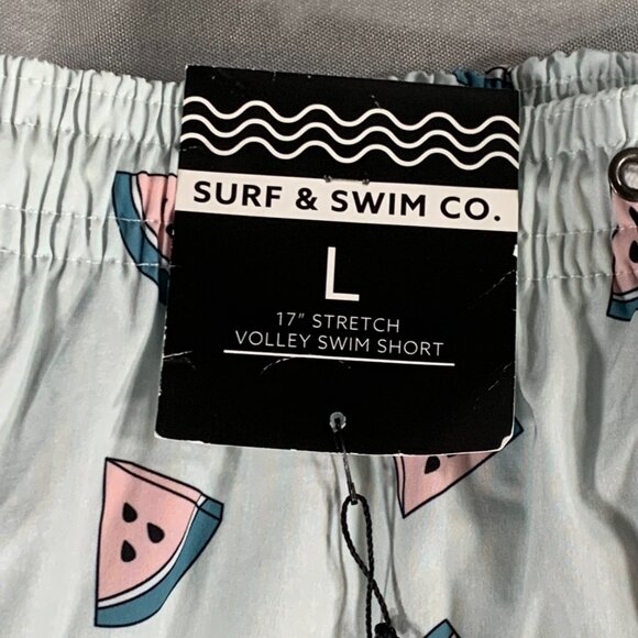 Surf & Swim Co 17” Stretch Volley Swim Shorts Watermelon Print Green Size Large - Picture 5 of 12
